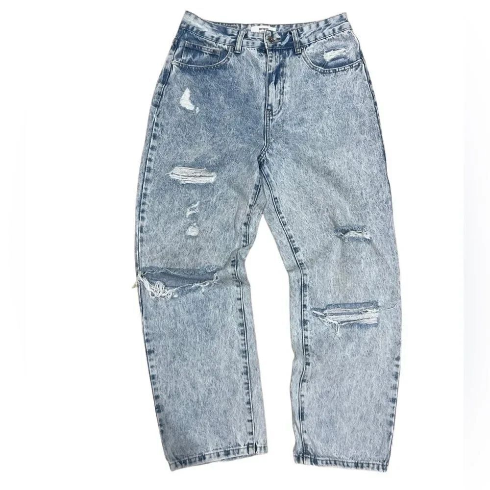 Cotton On high waist wide straight leg acid wash jeans size 6